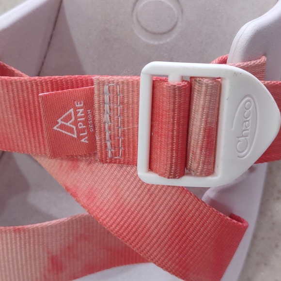 Chaco tie dye persimmon Alpine slide sandals white/orange size 10 EUC - Picture 6 of 8